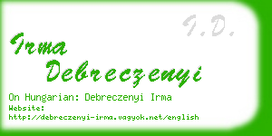 irma debreczenyi business card